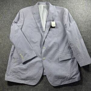 Coconut Grove Bradley Seersucker Blazer 54L Blue White Striped Sport Coat NEW